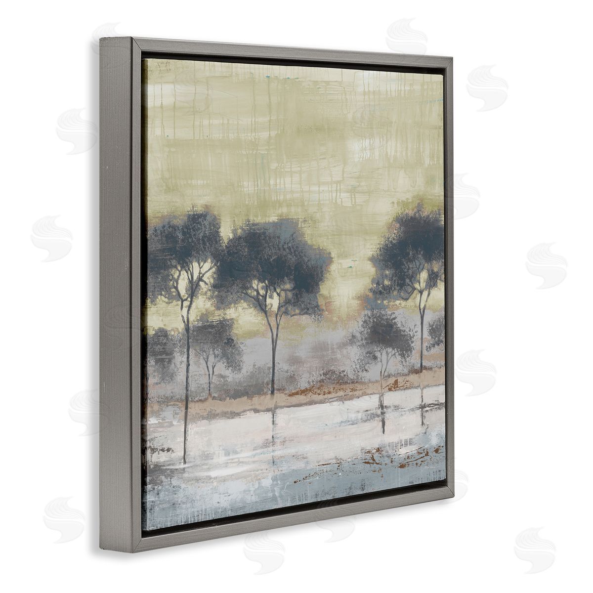 Liz Jardine Marshland Trees Water Surface Reflection Nature Scene Gray Floating Frame Canvas Wall Art Print