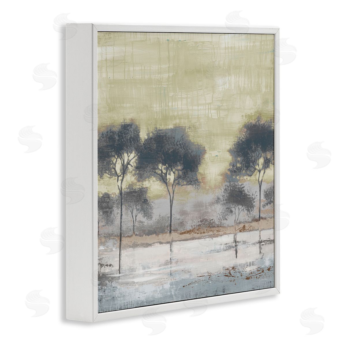 Liz Jardine Marshland Trees Water Surface Reflection Nature Scene White Framed Glicee Wall Art Print