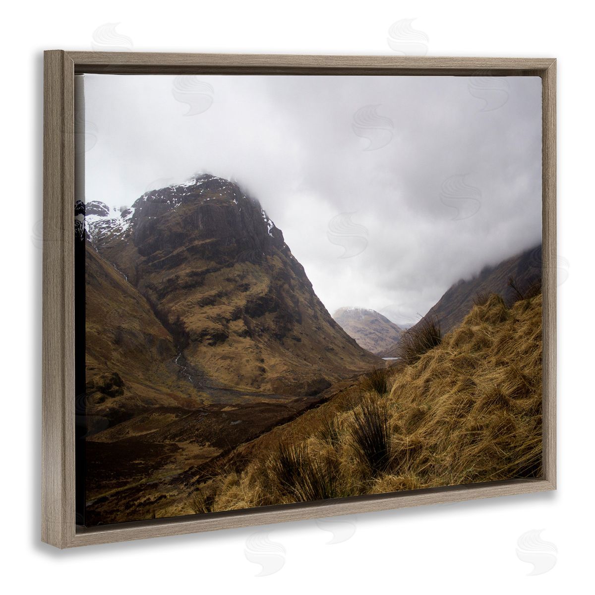 Stupell Studio Desert Hill Peaks Arid Vegetation Heavy Clouds Brown Floating Frame Canvas Wall Art Print