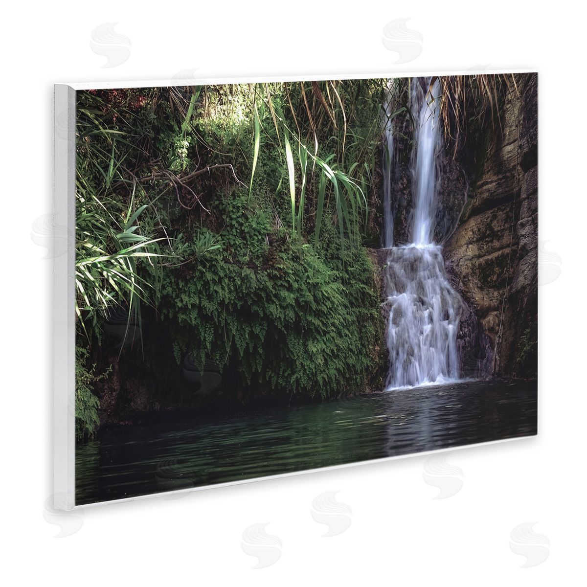 Stupell Studio Tranquil Waterfall Rainforest Environment Nature Clearing Photography Wall Plaque Art Print