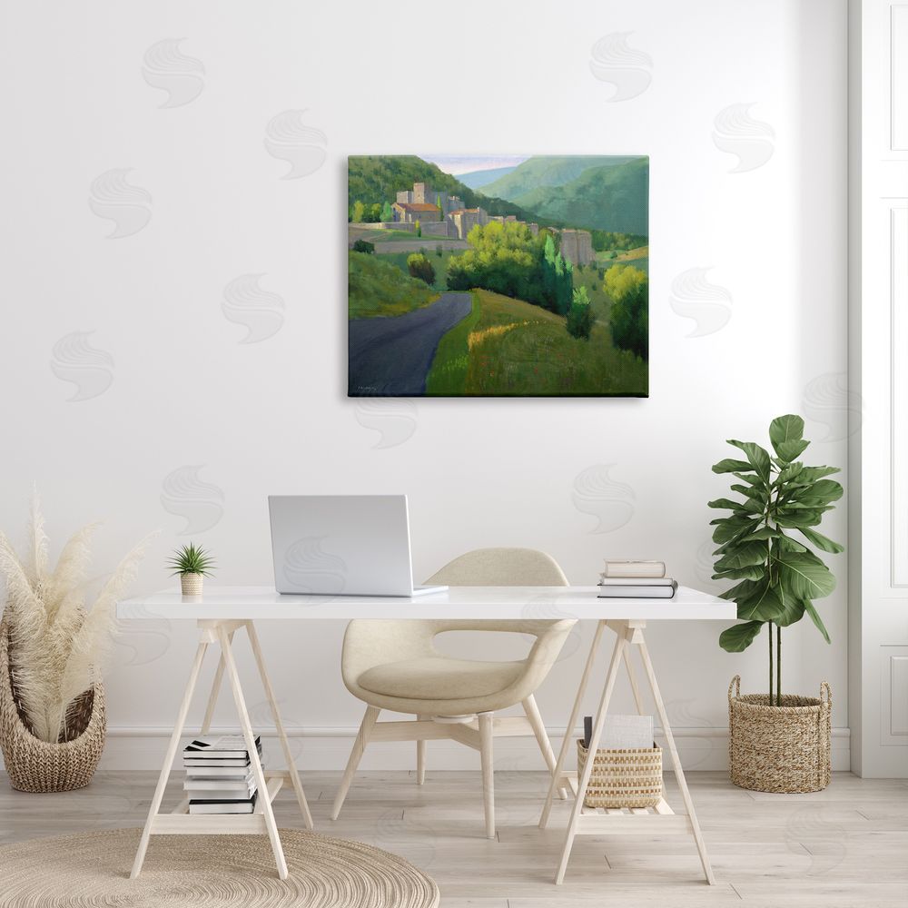 Ian Roberts Winding Road Path Distant Rural Farm Town Canvas Wall Art Print in Room