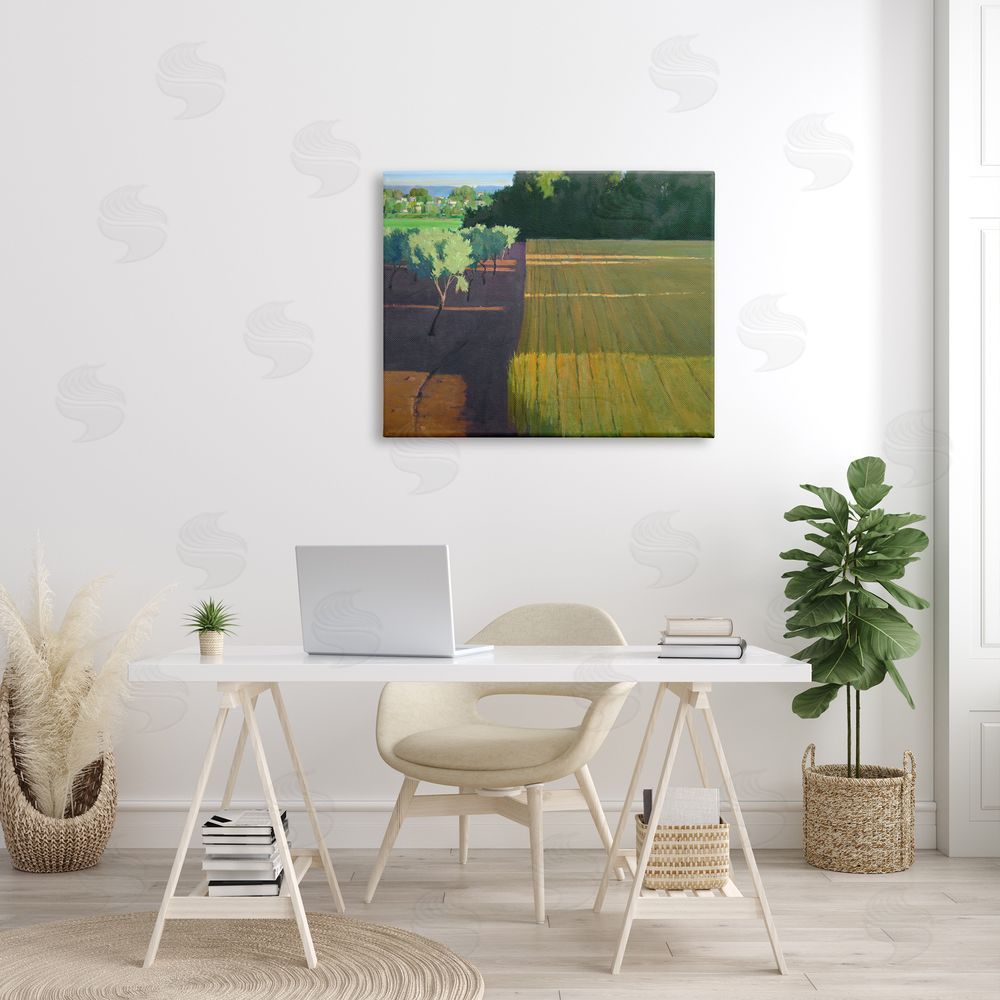 Ian Roberts Orderly Orchard Farm Land Vast Grassland Field Canvas Wall Art Print in Room