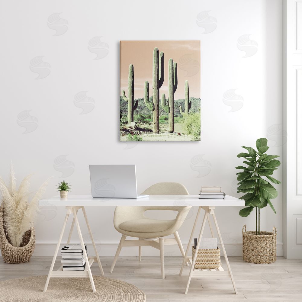 Susan Bryant Towering Cactus Plants Arid Desert Vegetation Nature Canvas Wall Art Print in Room