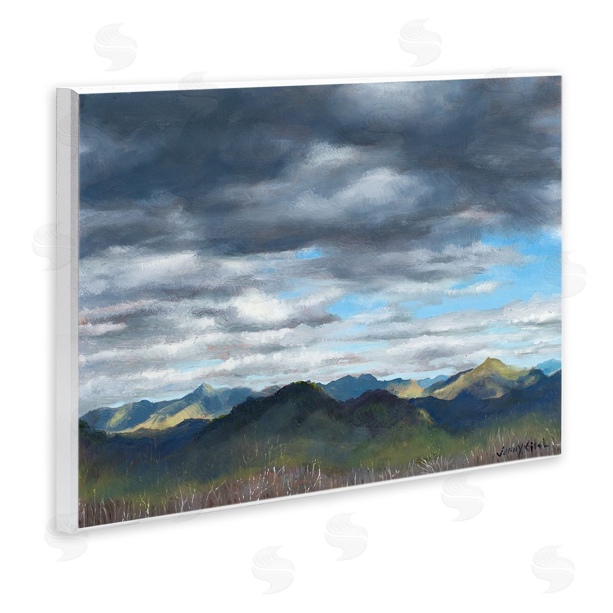 Jen Eitel Overhanging Clouds Rural Mountain Range Peaks Landscape Wall Plaque Art Print