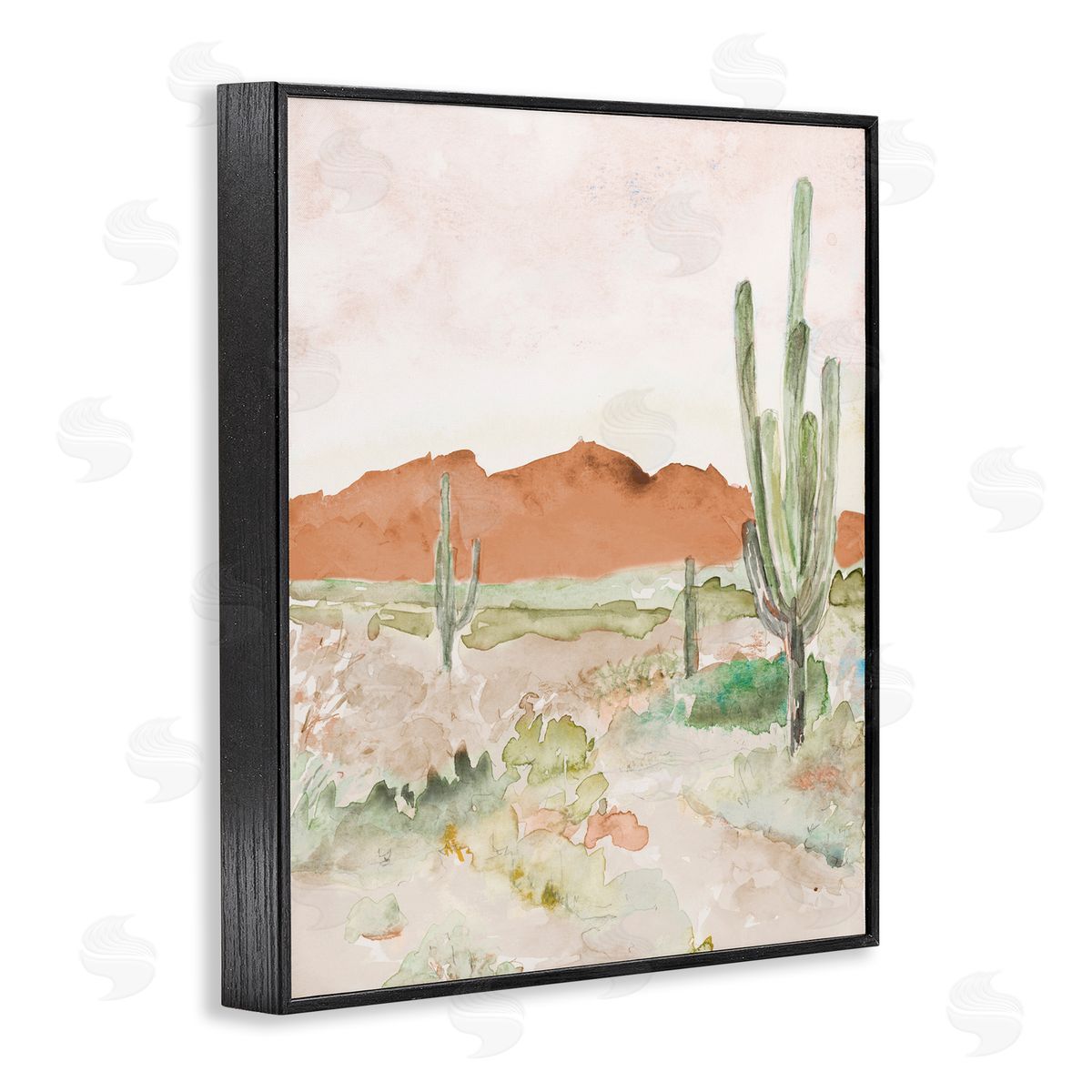 Lanie Loreth Cactus Plants Dry Desert Scene Distant Cliffs Black Framed Giclee Wall Art Print