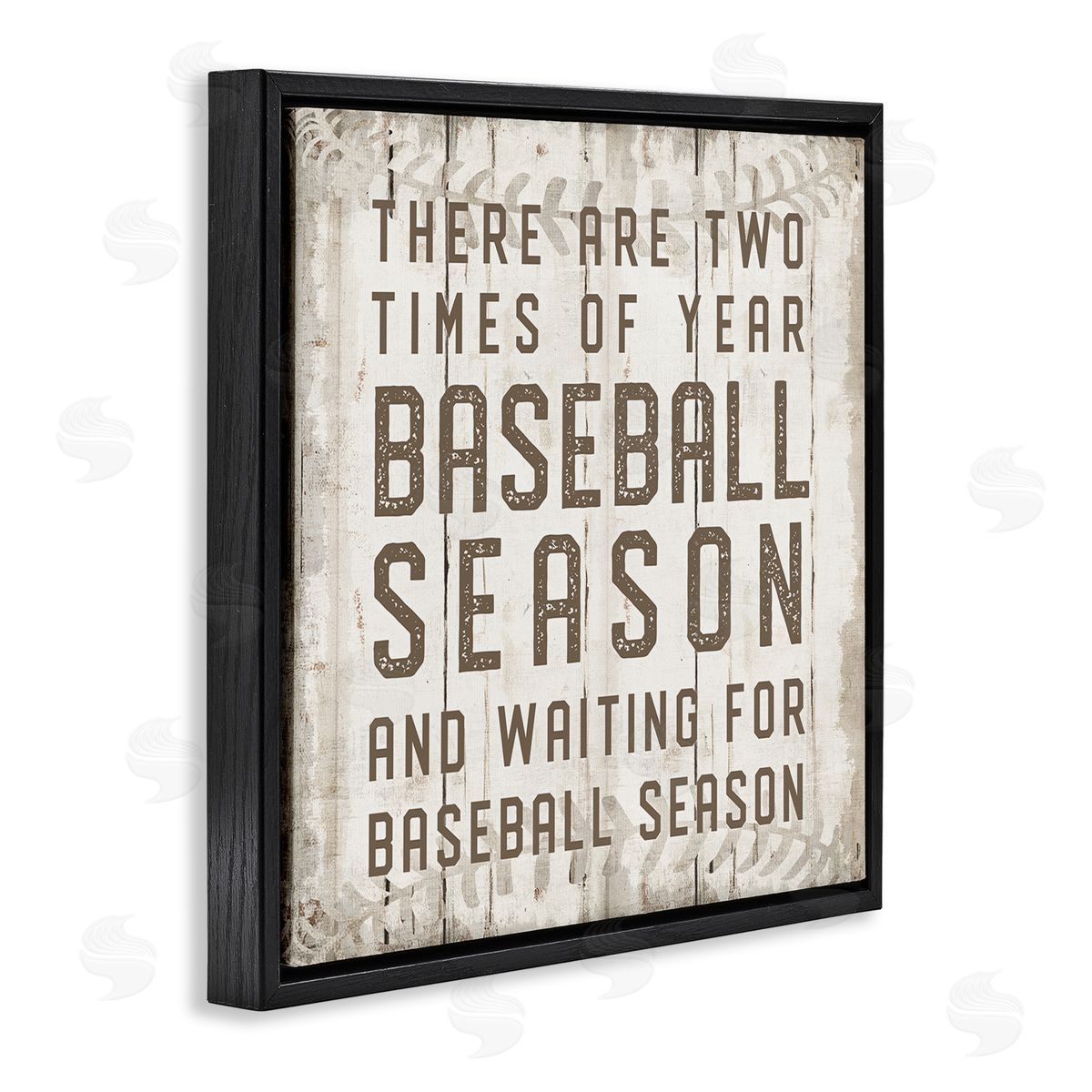 CAD Designs Two Times Of Year Baseball Season Rustic Sports Black Floating Frame Canvas Wall Art Print