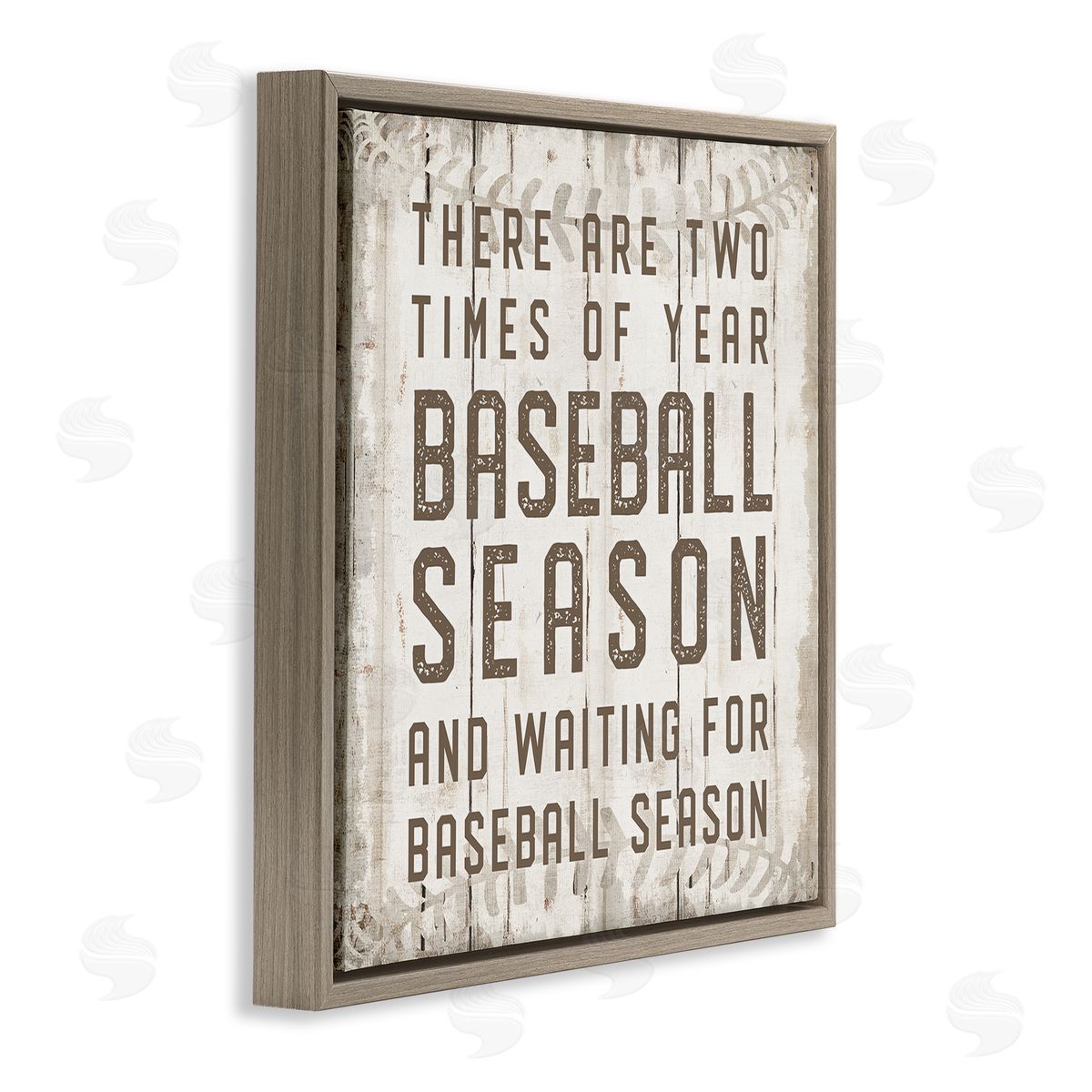 CAD Designs Two Times Of Year Baseball Season Rustic Sports Brown Floating Frame Canvas Wall Art Print
