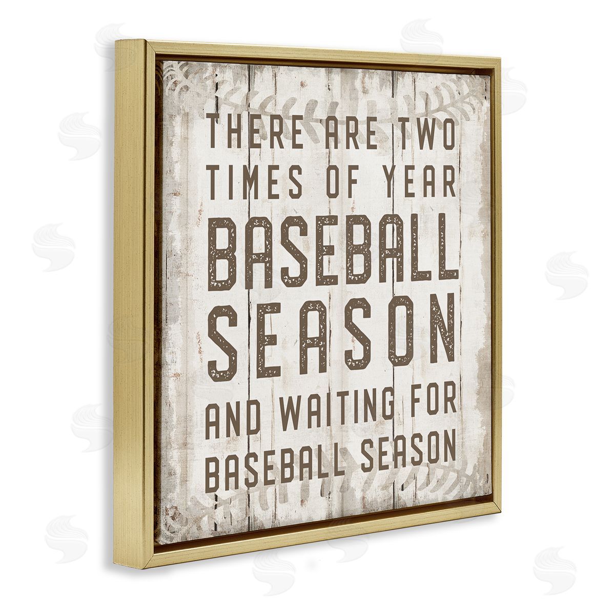 CAD Designs Two Times Of Year Baseball Season Rustic Sports Gold Floating Frame Canvas Wall Art Print