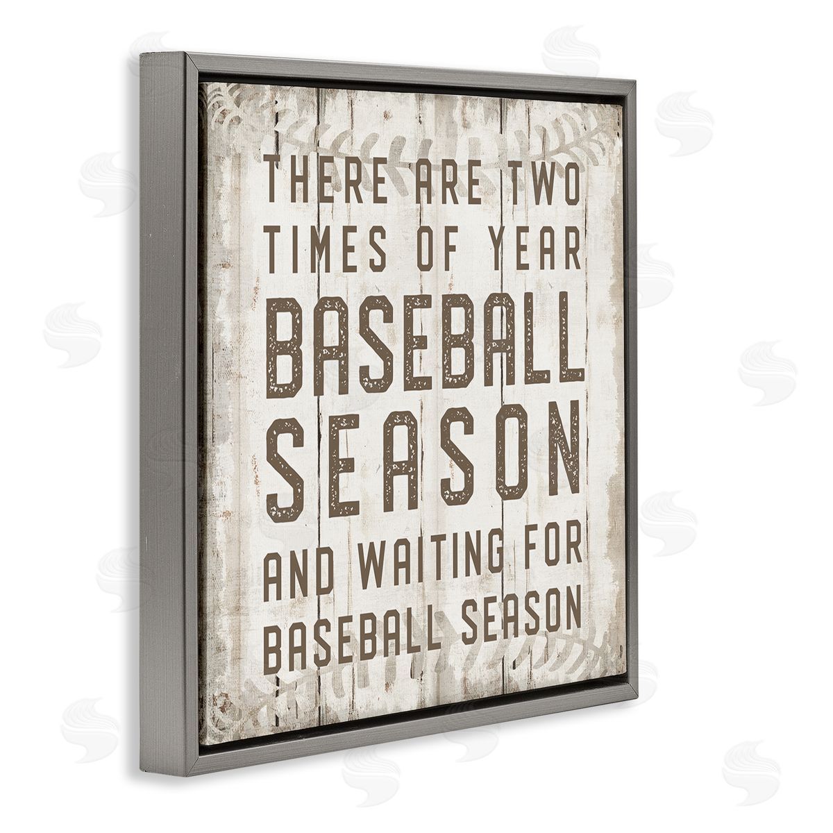CAD Designs Two Times Of Year Baseball Season Rustic Sports Gray Floating Frame Canvas Wall Art Print