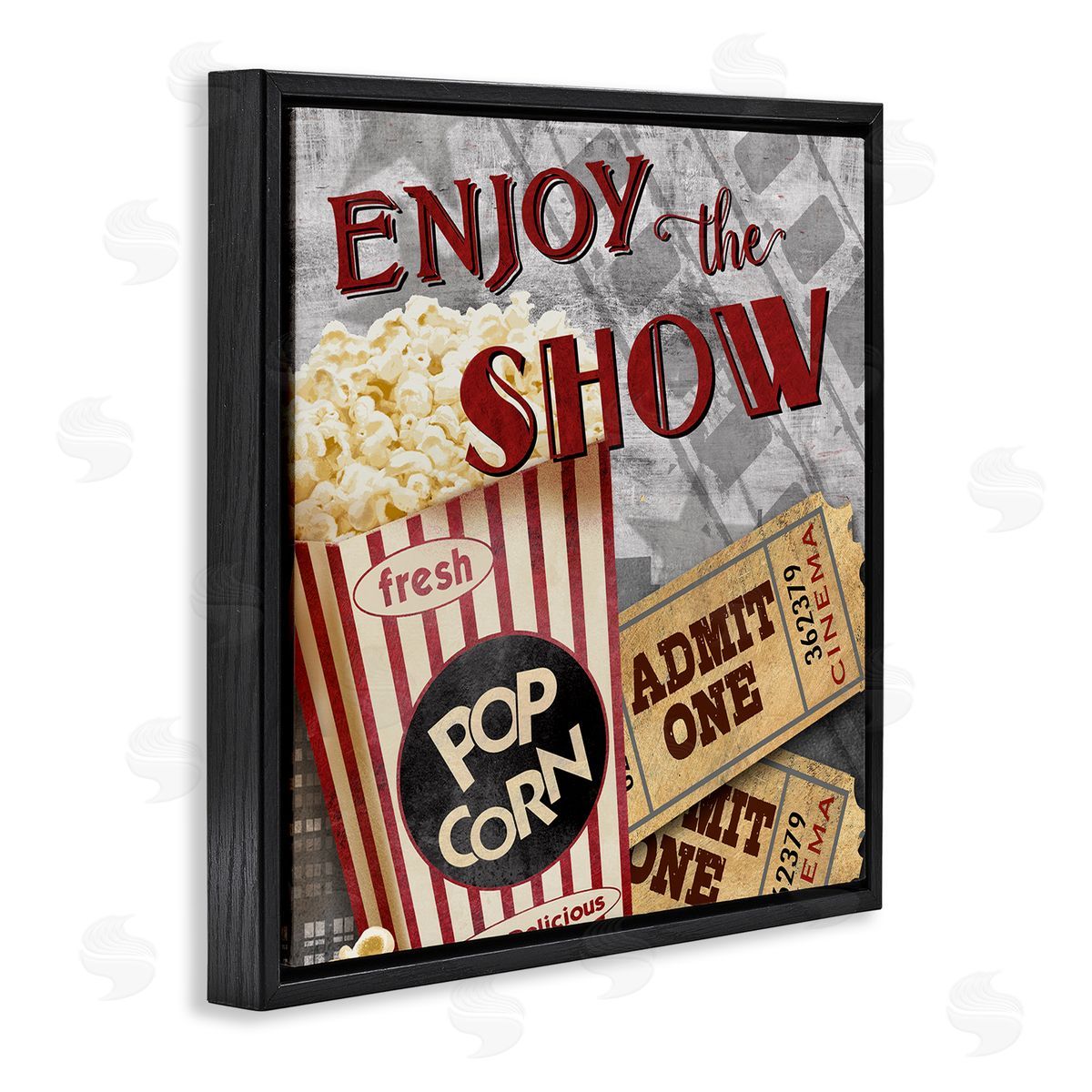 Conrad Knutsen Enjoy The Show Vintage Movies Entertainment Tickets  Black Floating Frame Canvas Wall Art Print