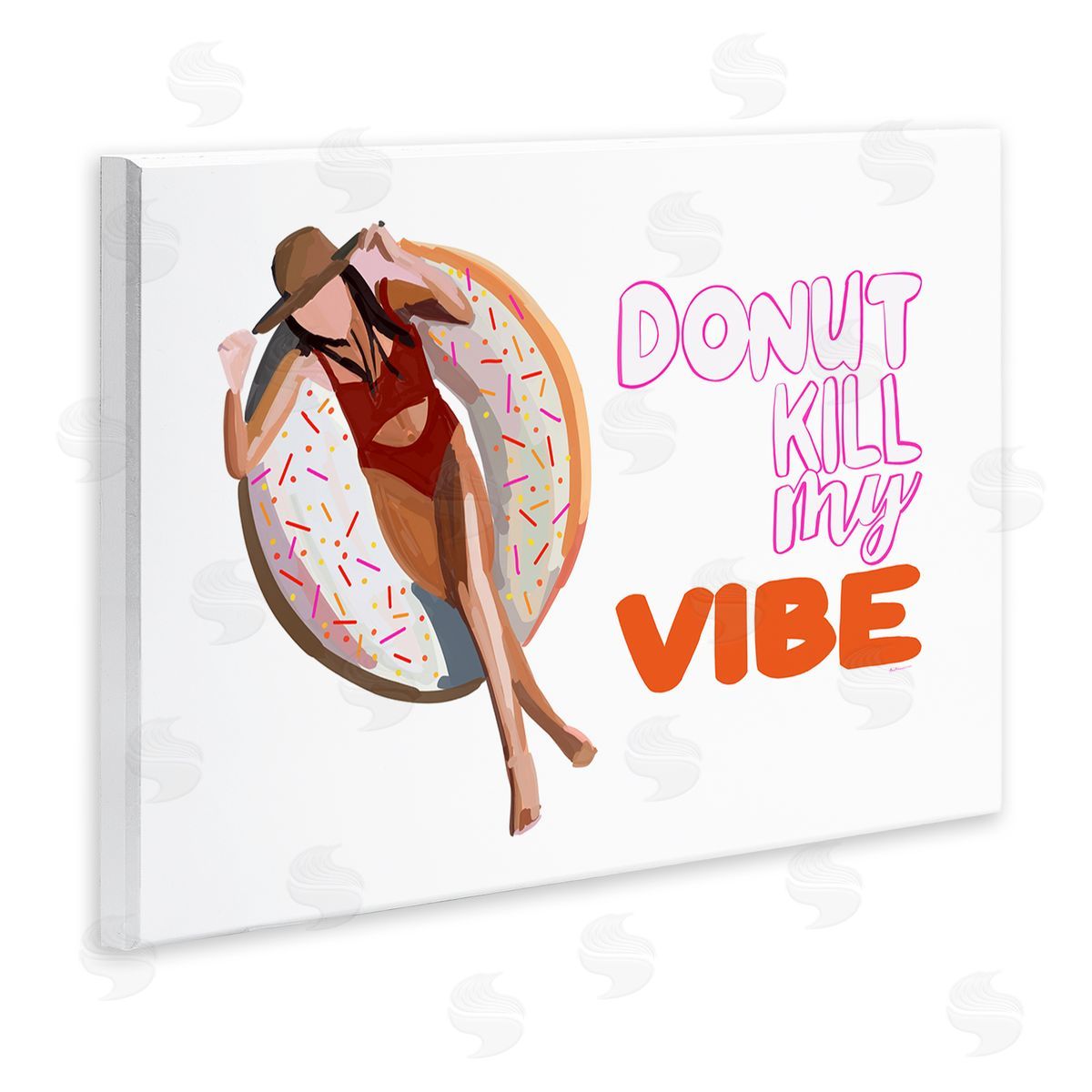 Amelia Noyes Donut Kill My Vibe Relaxing Pool Float Girl  Wall Plaque Art Print