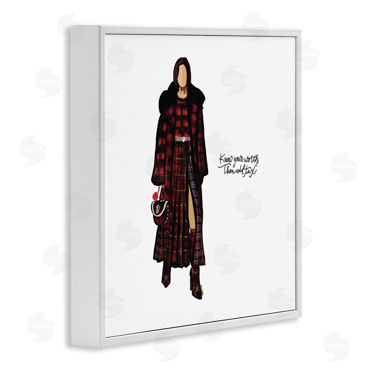 Amelia Noyes Know Your Worth Trendy Plaid Outfit Fashion White Framed Glicee Wall Art Print