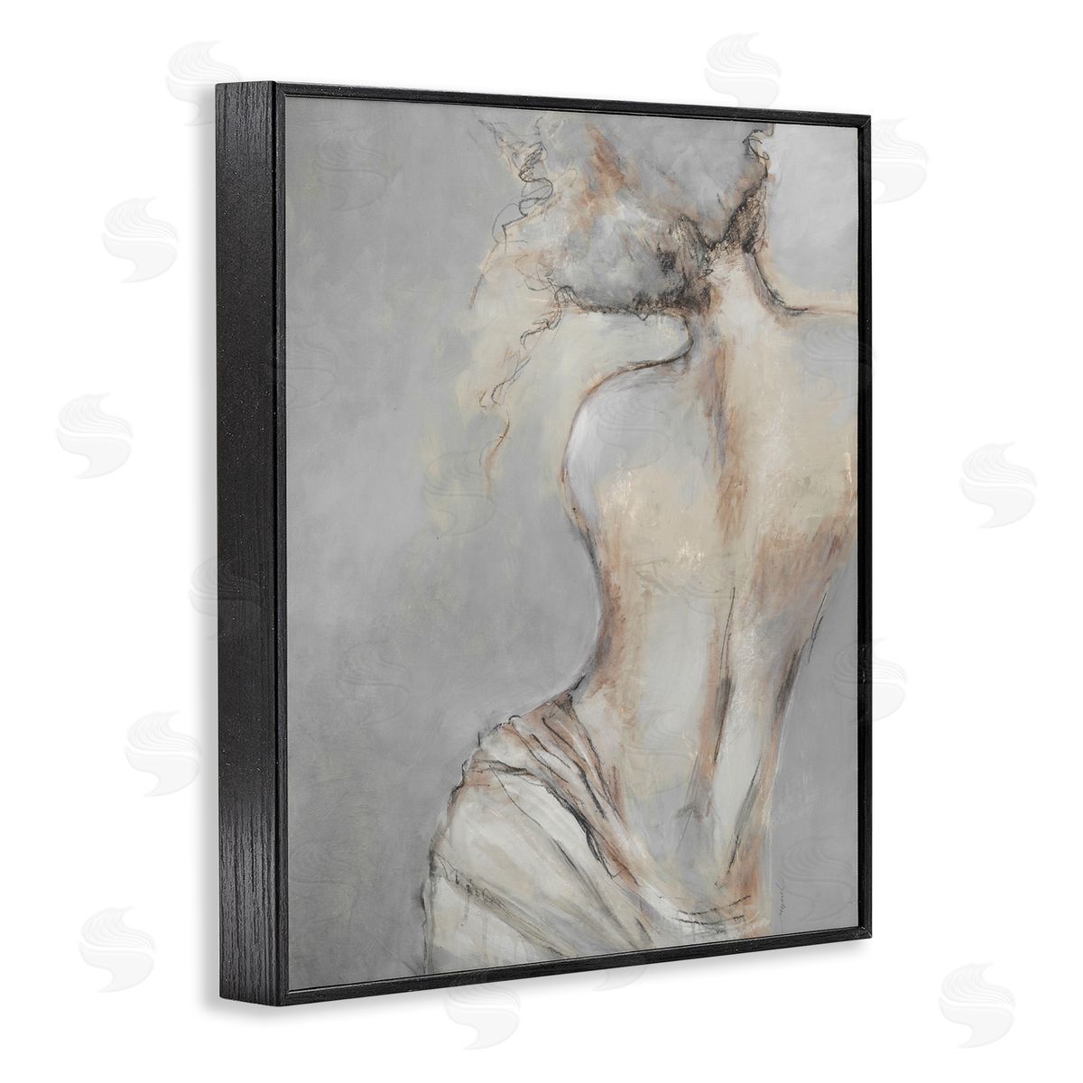 Traditional Nude Baroque Portrait Black Frame Print Wall Art, Home Decor by Liz Jardine
