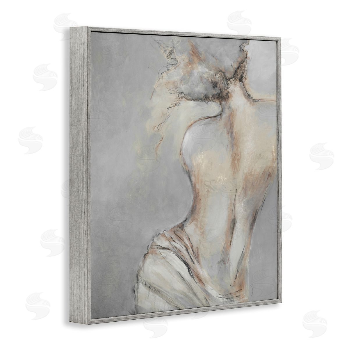 Traditional Nude Baroque Portrait Grey Frame Print Wall Art, Home Decor by Liz Jardine