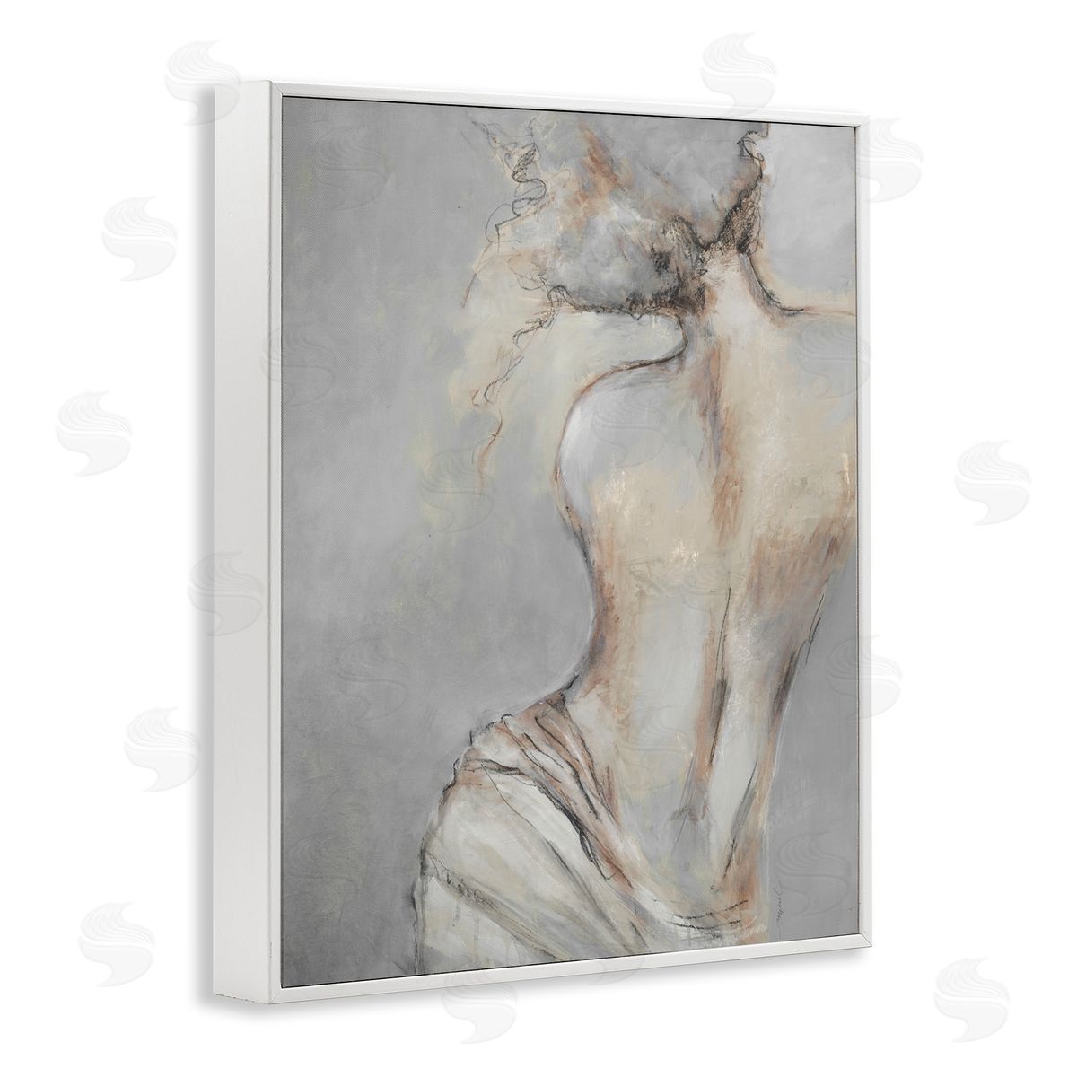 Traditional Nude Baroque Portrait White Frame Print Wall Art, Home Decor by Liz Jardine