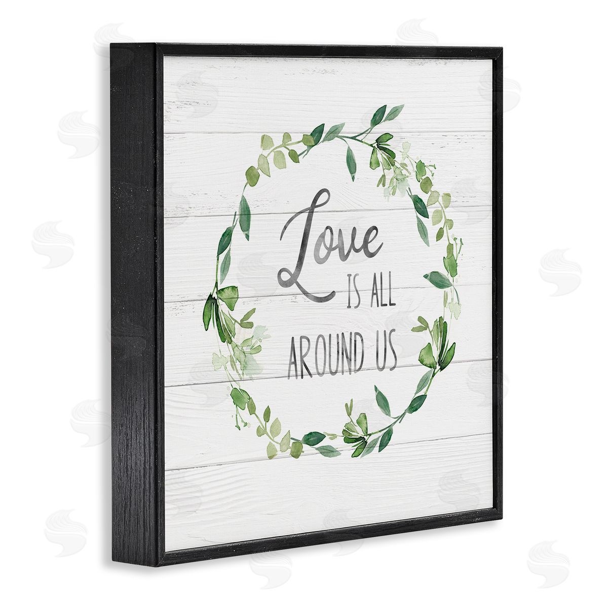 Carol Robinson Love All Around Us Plank Patterned Typography Black Framed Glicee Wall Art Print
