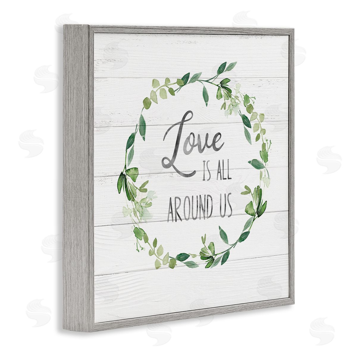 Carol Robinson Love All Around Us Plank Patterned Typography Gray Framed Glicee Wall Art Print