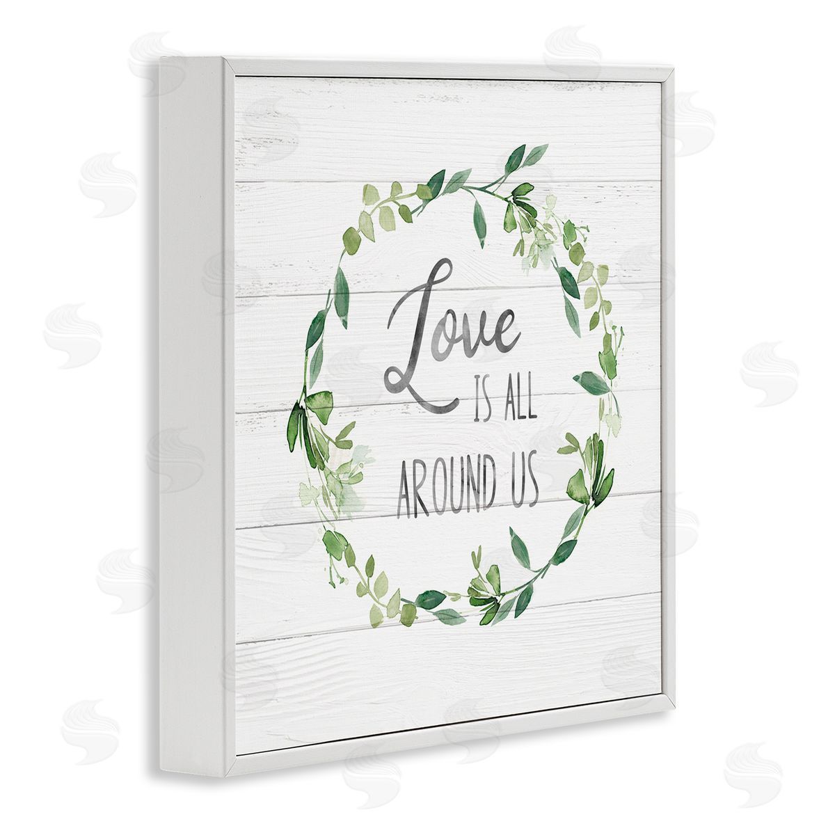 Carol Robinson Love All Around Us Plank Patterned Typography White Framed Glicee Wall Art Print