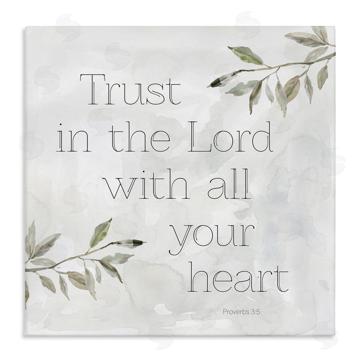 Carol Robinson Trust The Lord Spiritual Phrase Botanical Leaves Stretched Canvas Wall Art Print