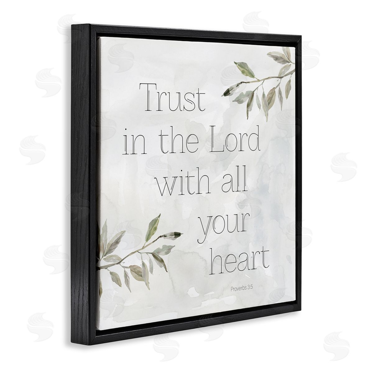 Carol Robinson Trust The Lord Spiritual Phrase Botanical Leaves Black Floating Frame Canvas Wall Art Print
