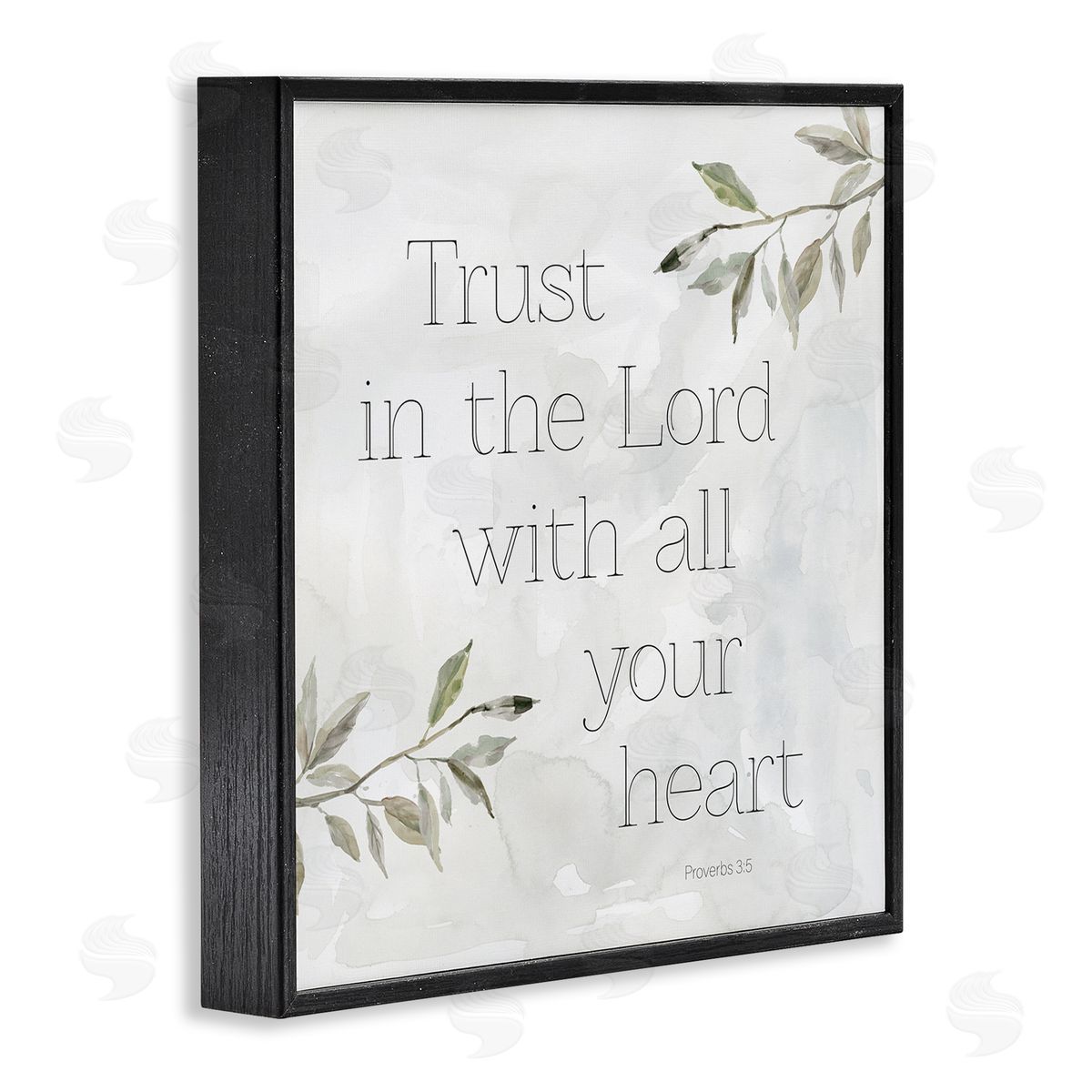 Carol Robinson Trust The Lord Spiritual Phrase Botanical Leaves Black Framed Glicee Wall Art Print