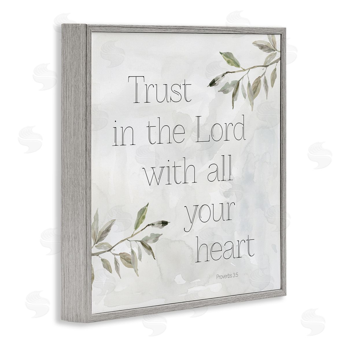 Carol Robinson Trust The Lord Spiritual Phrase Botanical Leaves Gray Framed Glicee Wall Art Print