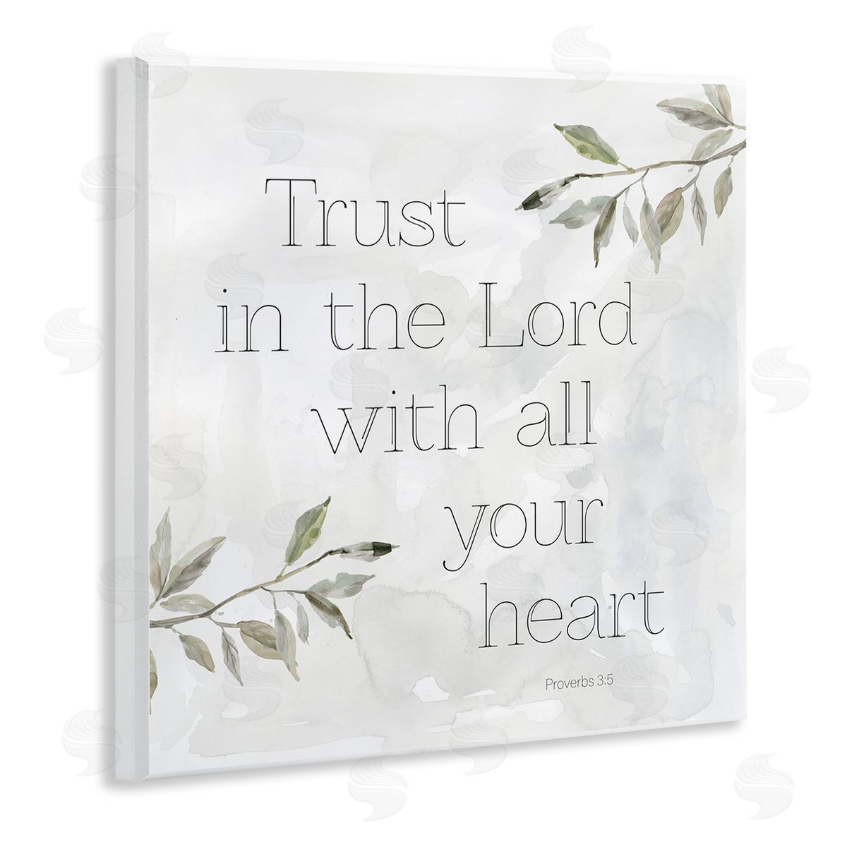 Carol Robinson Trust The Lord Spiritual Phrase Botanical Leaves Wooden Wall Plaque Art Print