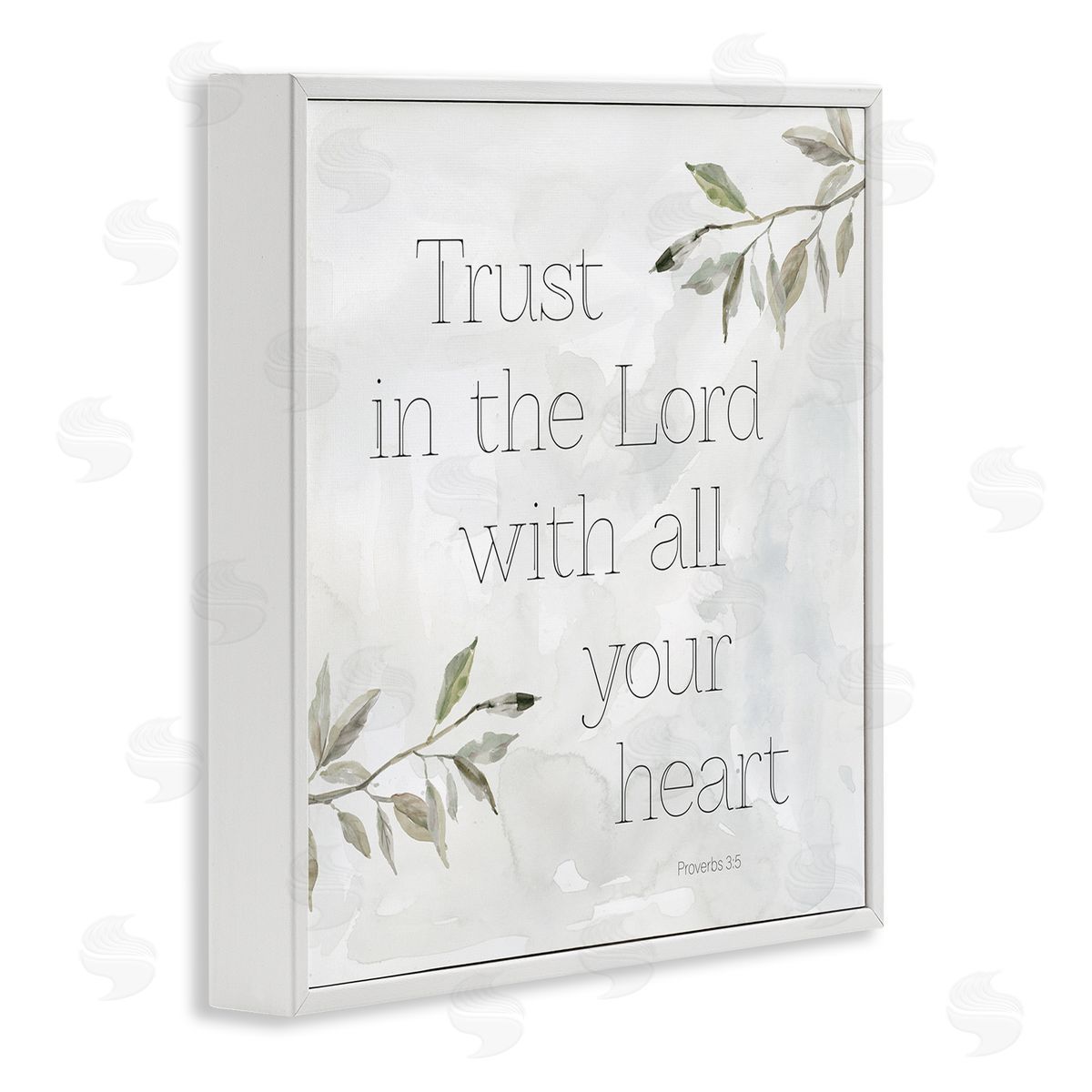 Carol Robinson Trust The Lord Spiritual Phrase Botanical Leaves White Framed Glicee Wall Art Print