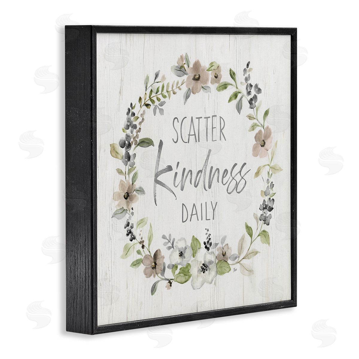 Nan Scatter Kindness Daily Blooming Shabby Chic Wreath  Black Framed Glicee Wall Art Print