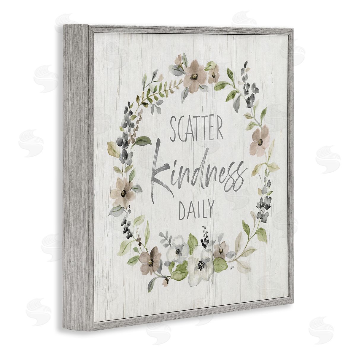 Nan Scatter Kindness Daily Blooming Shabby Chic Wreath  Gray Framed Glicee Wall Art Print
