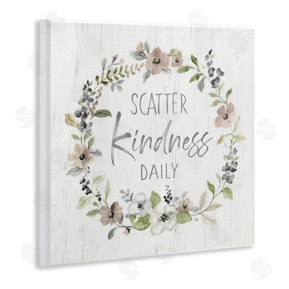 Nan Scatter Kindness Daily Blooming Shabby Chic Wreath  Wooden Wall Plaque Art Print