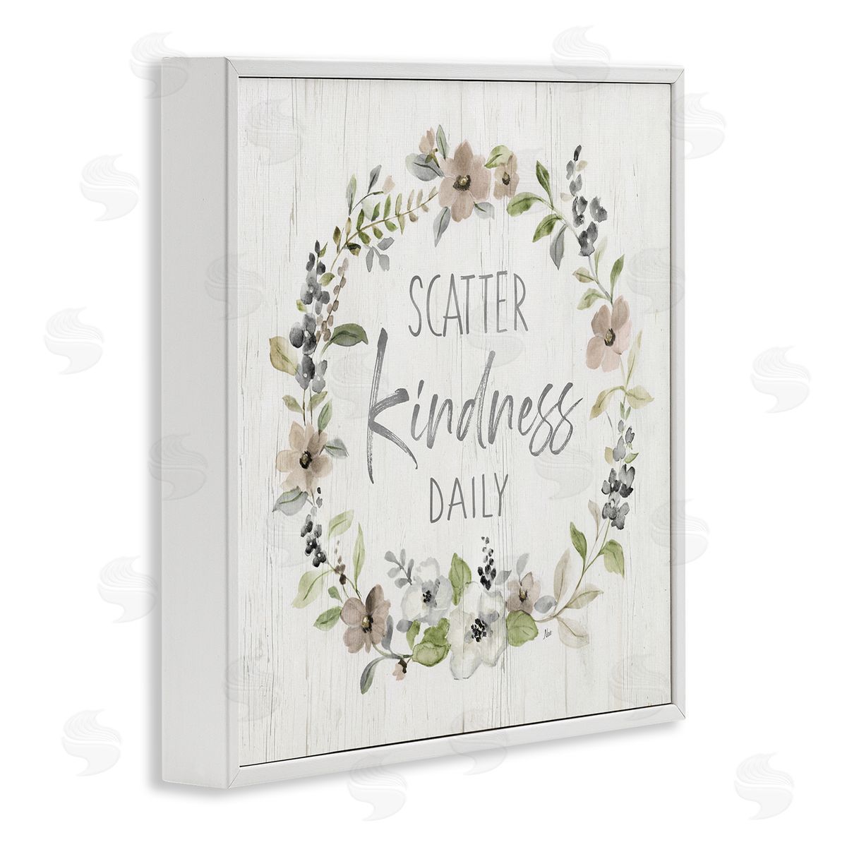 Nan Scatter Kindness Daily Blooming Shabby Chic Wreath  White Framed Glicee Wall Art Print