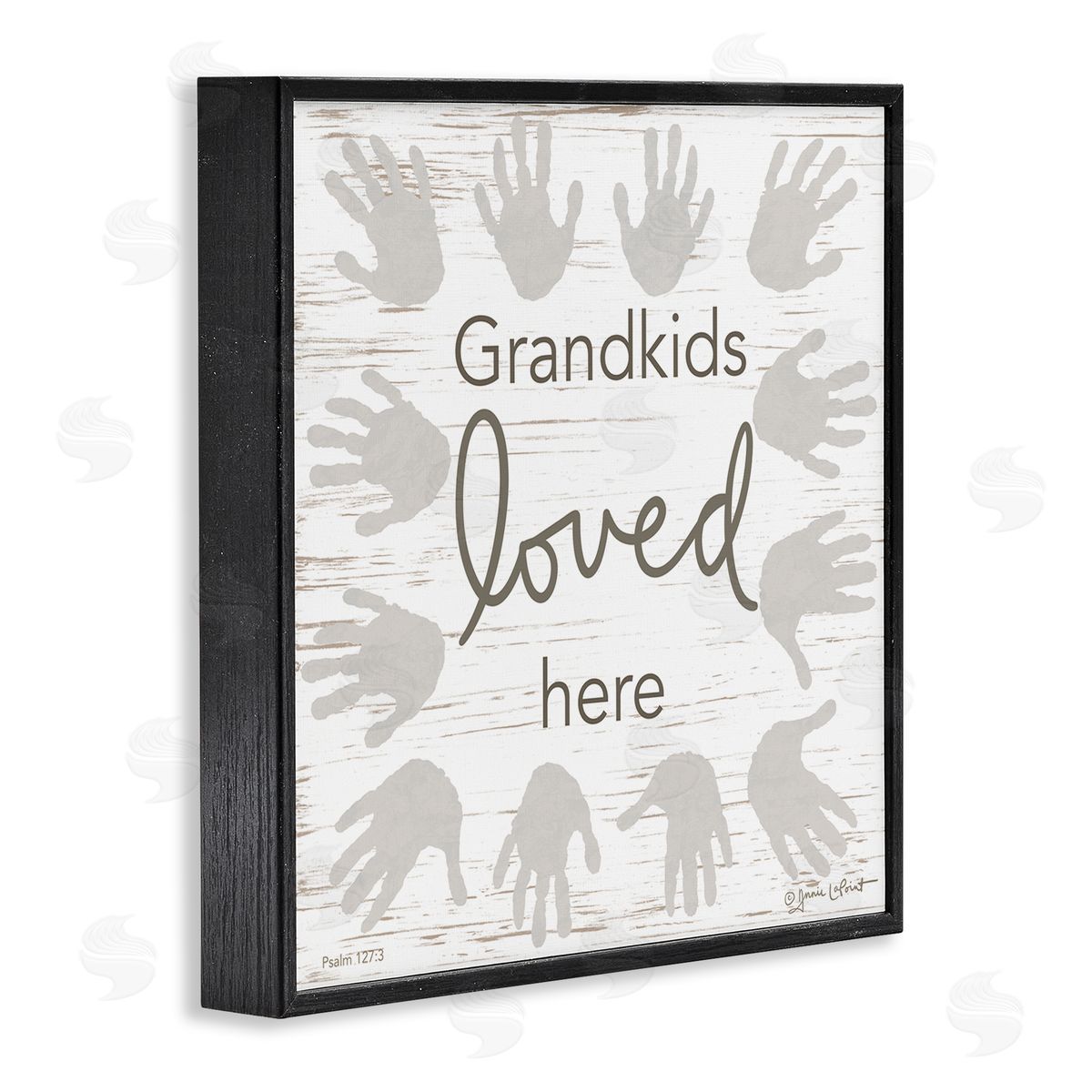 Annie LaPoint Grandkids Loved Here Fun Family Grandparents Handprints Black Framed Glicee Wall Art Print