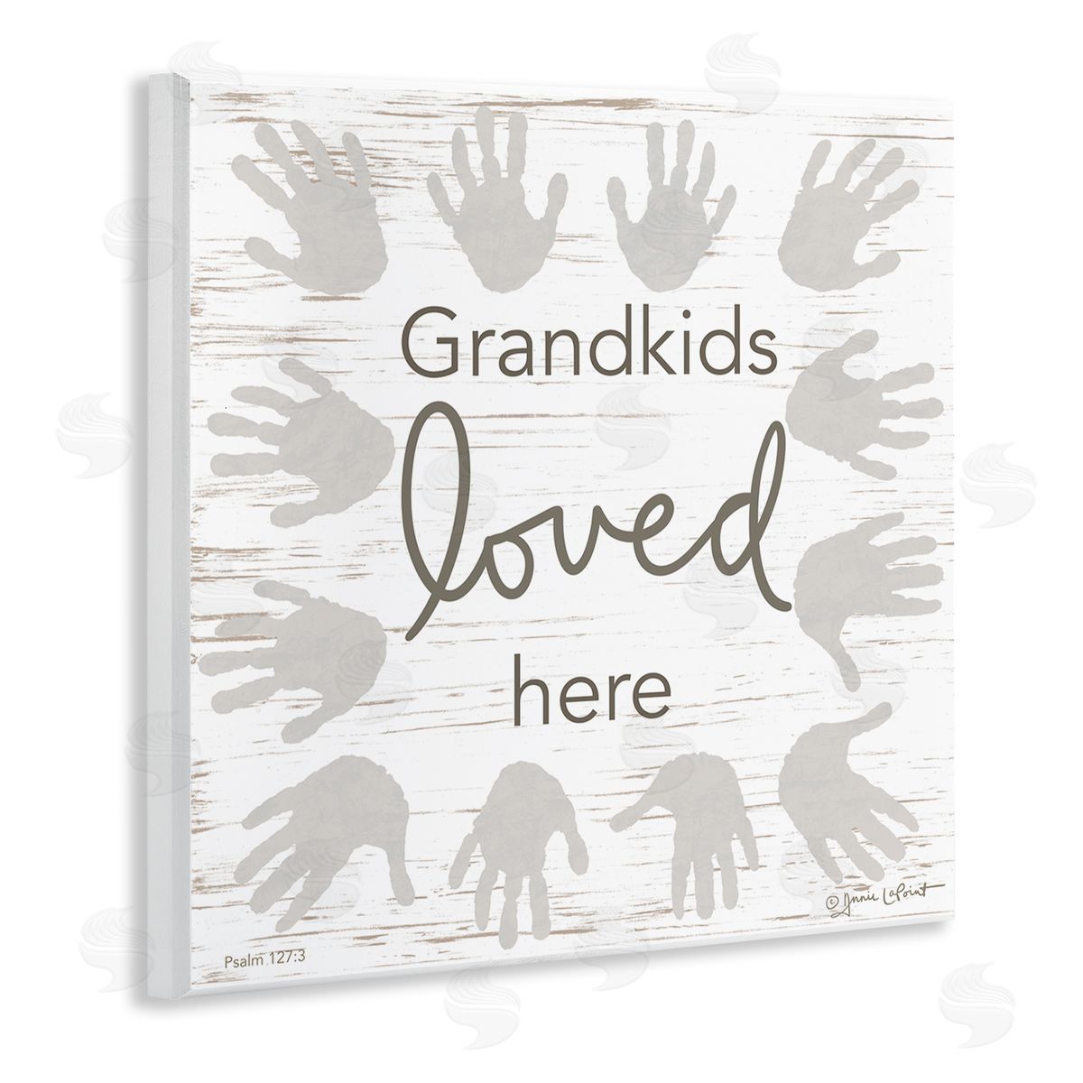 Annie LaPoint Grandkids Loved Here Fun Family Grandparents Handprints Wooden Wall Plaque Art Print