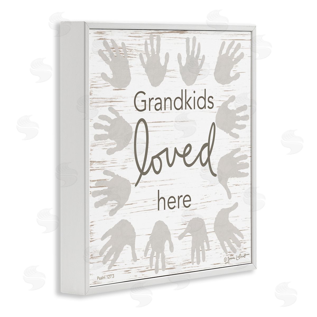 Annie LaPoint Grandkids Loved Here Fun Family Grandparents Handprints White Framed Glicee Wall Art Print