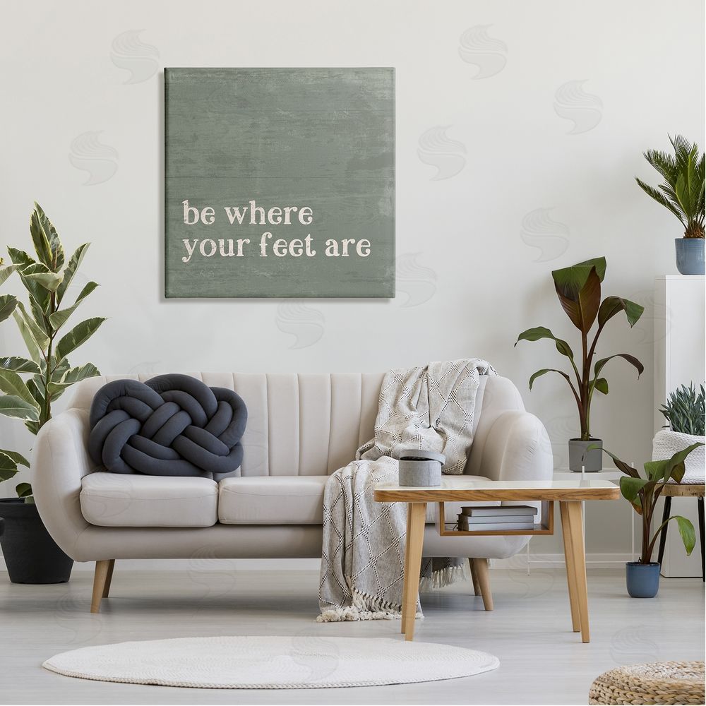 Jennifer Pugh Stay Grounded Inspiring Rustic Typography Phrase  Canvas Wall Art in Room