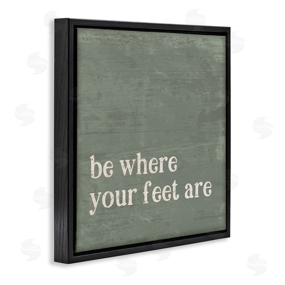 Jennifer Pugh Stay Grounded Inspiring Rustic Typography Phrase  Black Floating Frame Canvas Wall Art Print