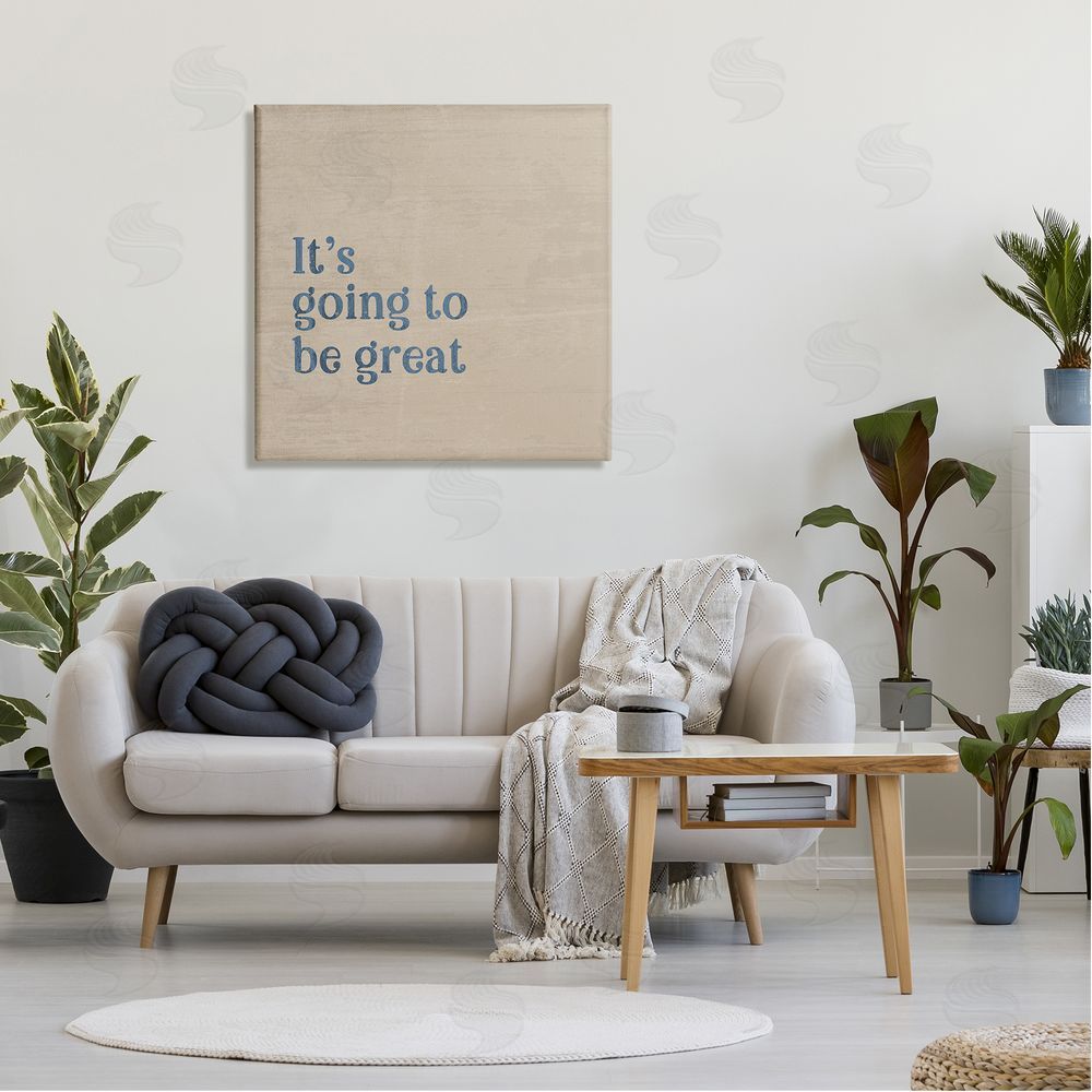 Jennifer Pugh It's Going To Be Great Motivating Grain Pattern Phrase Canvas Wall Art in Room