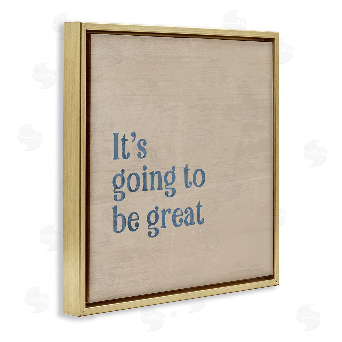 Jennifer Pugh It's Going To Be Great Motivating Grain Pattern Phrase Gold Floating Frame Canvas Wall Art Print