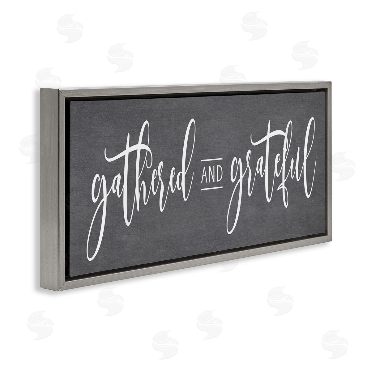 Lettered and Lined Gathered & Grateful Fancy Cursive Thankful Family