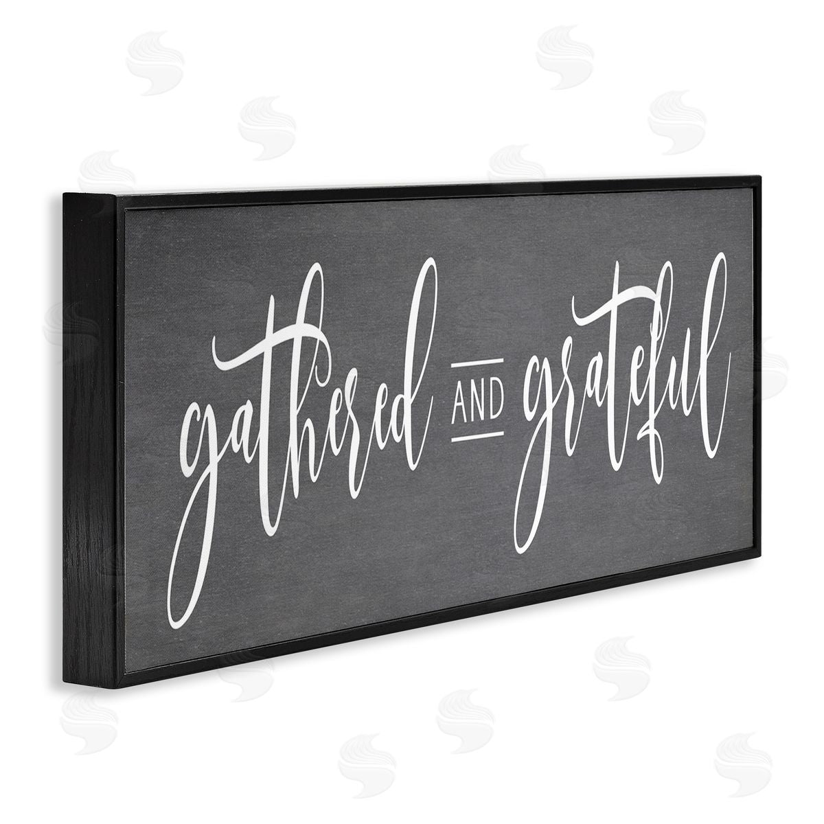 Lettered and Lined Gathered & Grateful Fancy Cursive Thankful Family