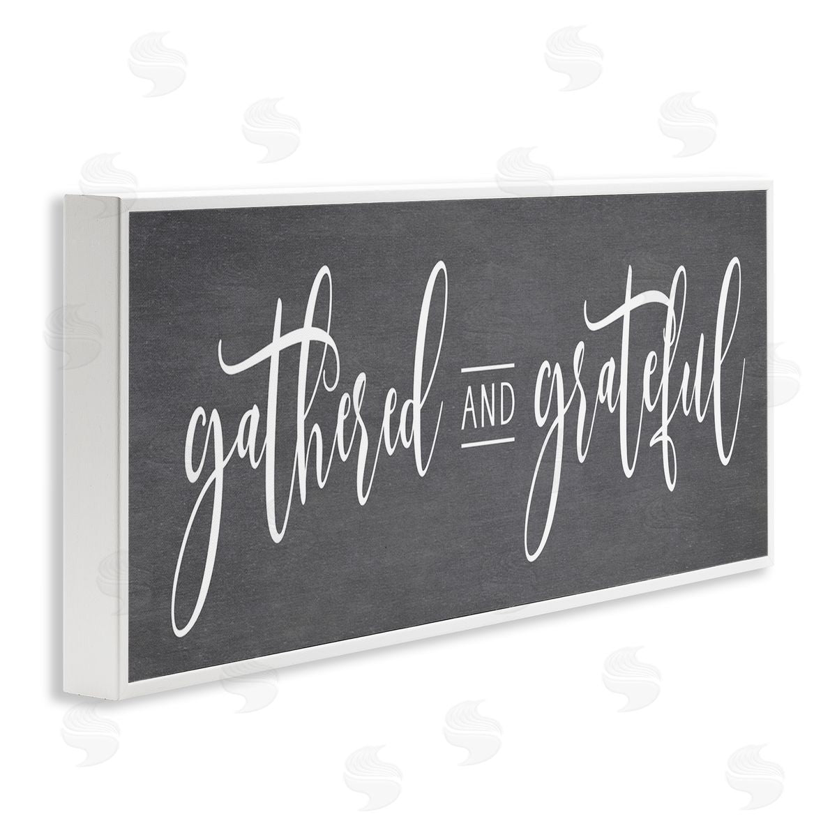 Lettered and Lined Gathered & Grateful Fancy Cursive Thankful Family