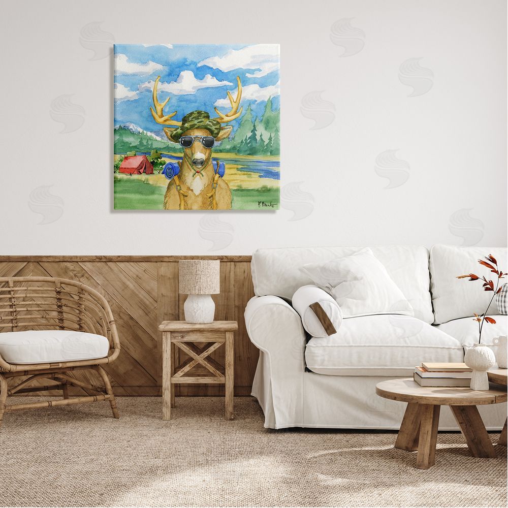 Paul Brent Happy Camper Deer Forest Hike Canvas Wall Art in Room