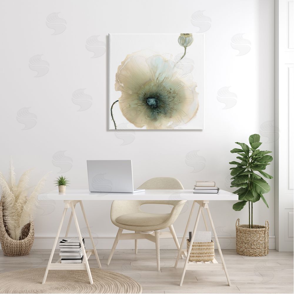 Carol Robinson Modern Poppy Flower Blossom Composition Canvas Wall Art in Room