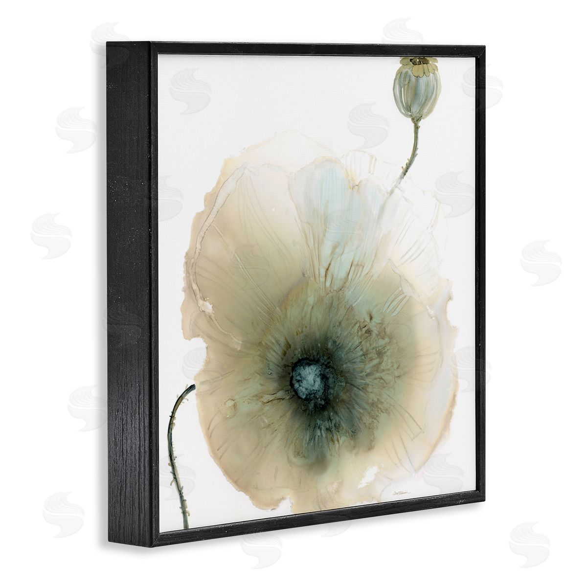 Carol Robinson Modern Poppy Flower Blossom Composition Black Framed Glicee Wall Art Print