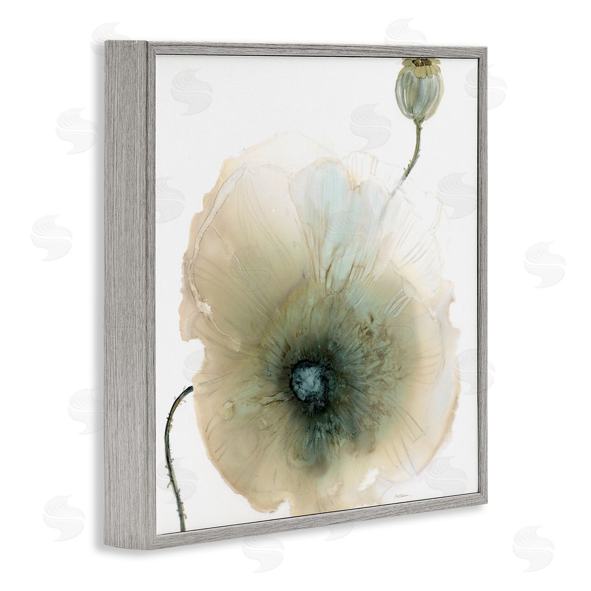 Carol Robinson Modern Poppy Flower Blossom Composition Gray Framed Glicee Wall Art Print
