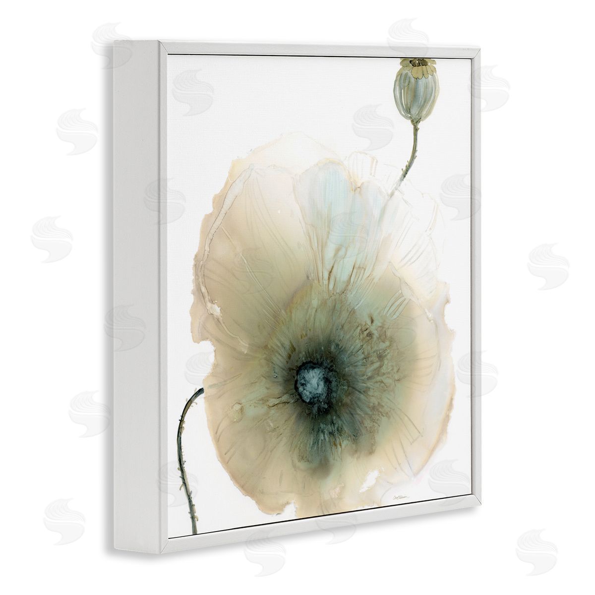 Carol Robinson Modern Poppy Flower Blossom Composition White Framed Glicee Wall Art Print