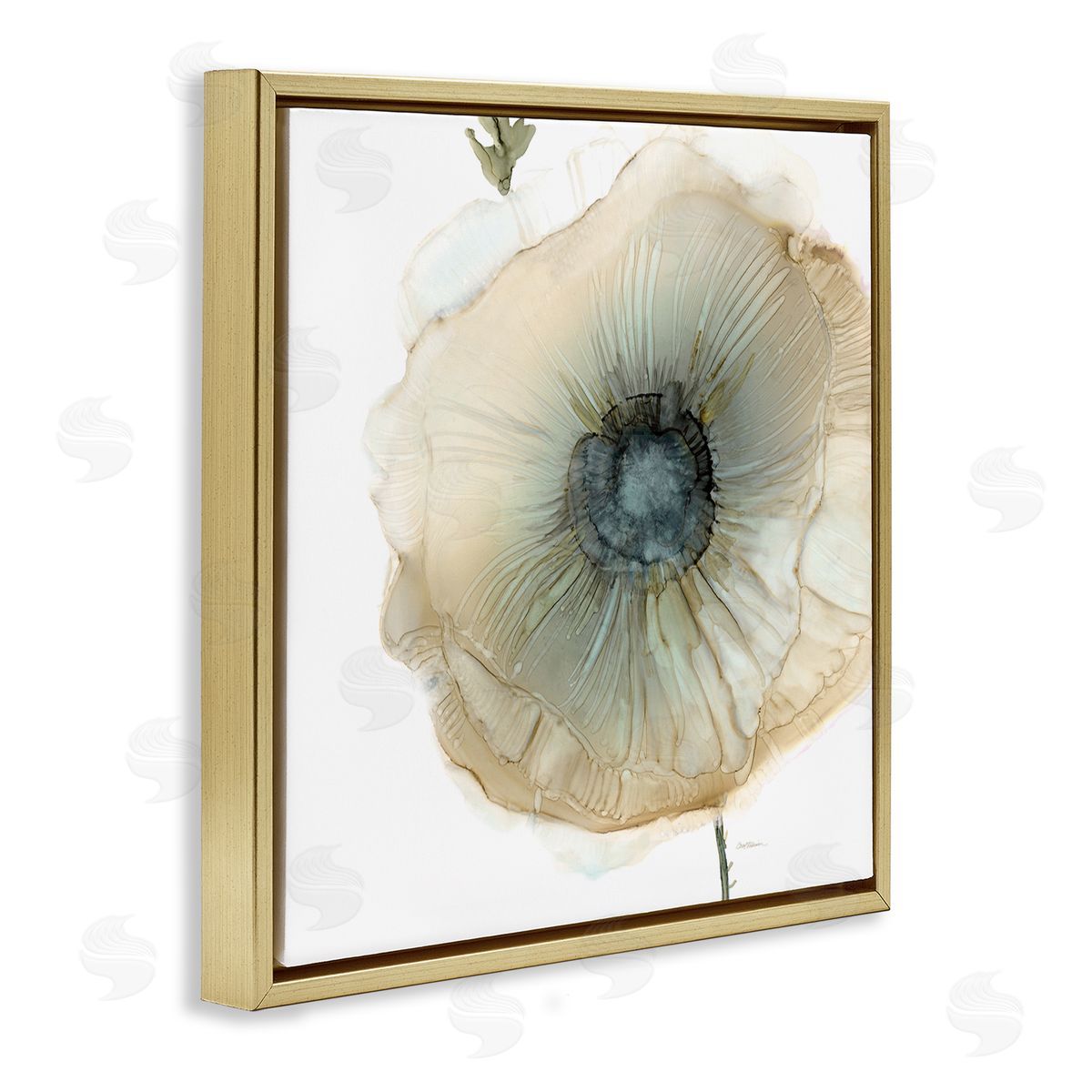 Carol Robinson Contemporary Flower Petal Poppy Blossom Gold Floating Frame Canvas Wall Art Print