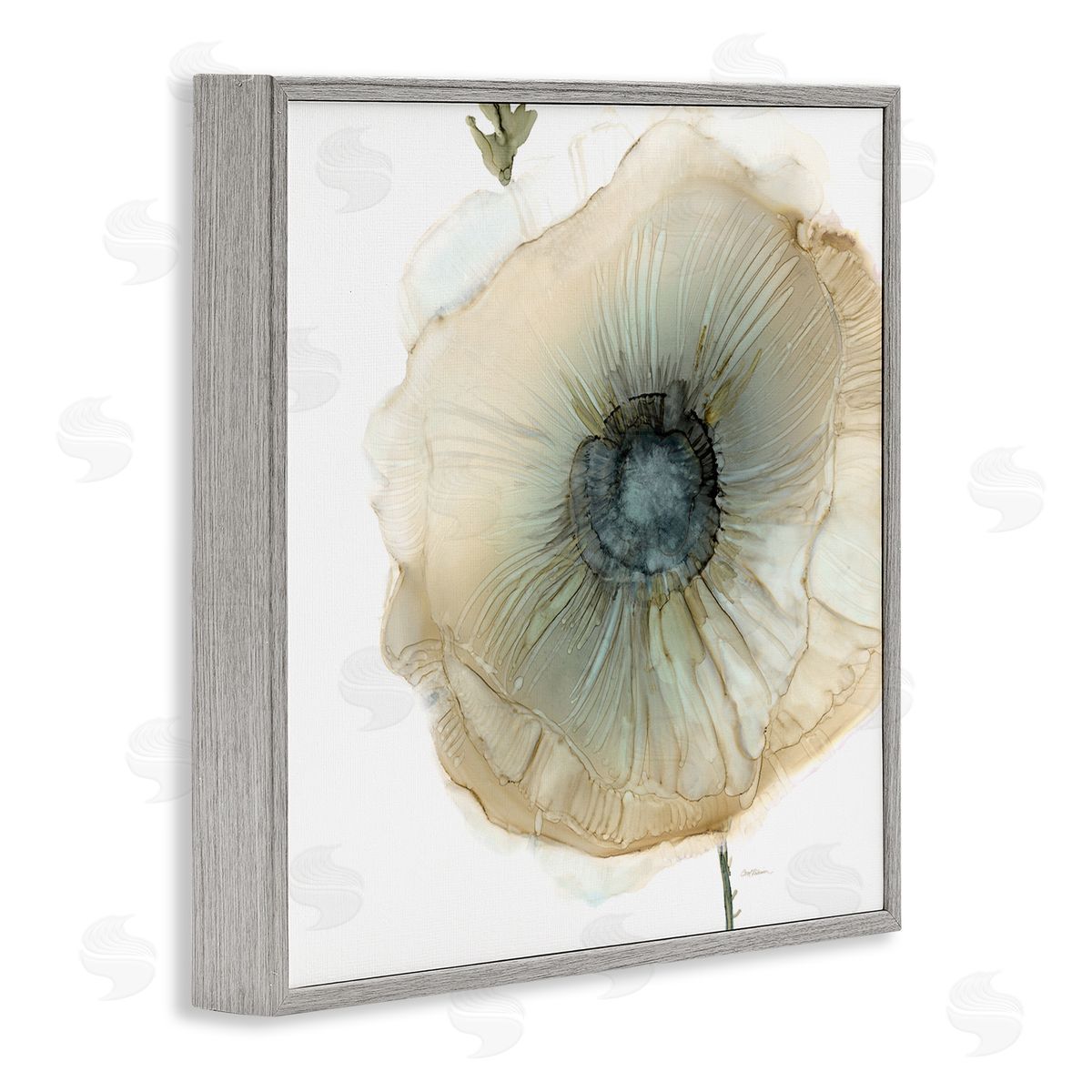 Carol Robinson Contemporary Flower Petal Poppy Blossom Gray Framed Glicee Wall Art Print