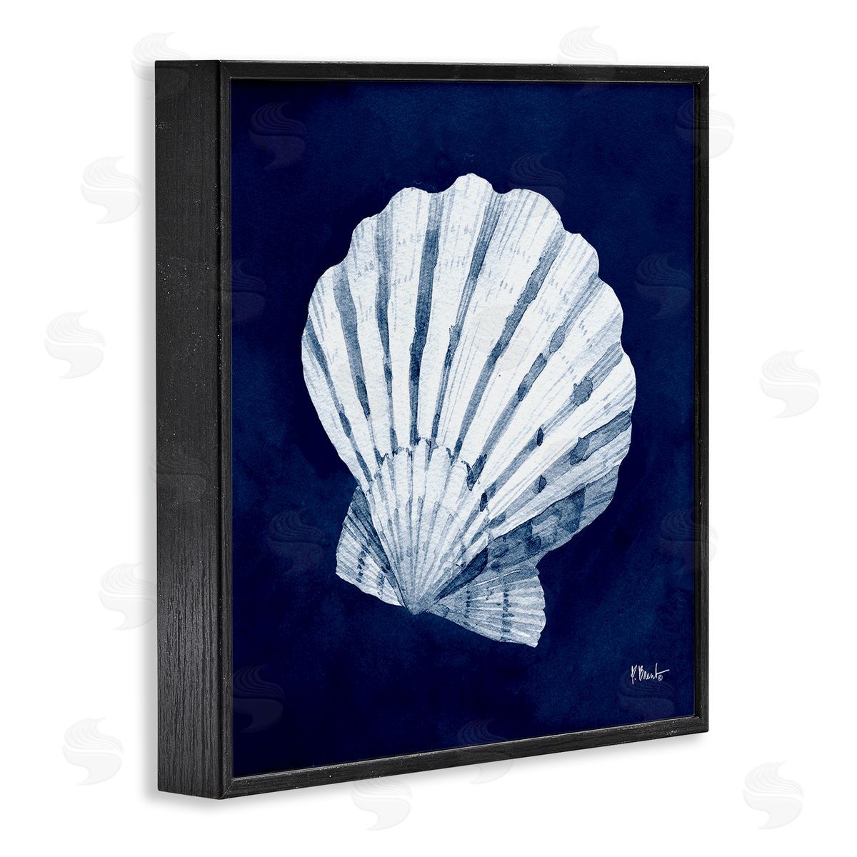 Paul Brent Cyanotype Shells Traditional Scallop Black Framed Glicee Wall Art Print